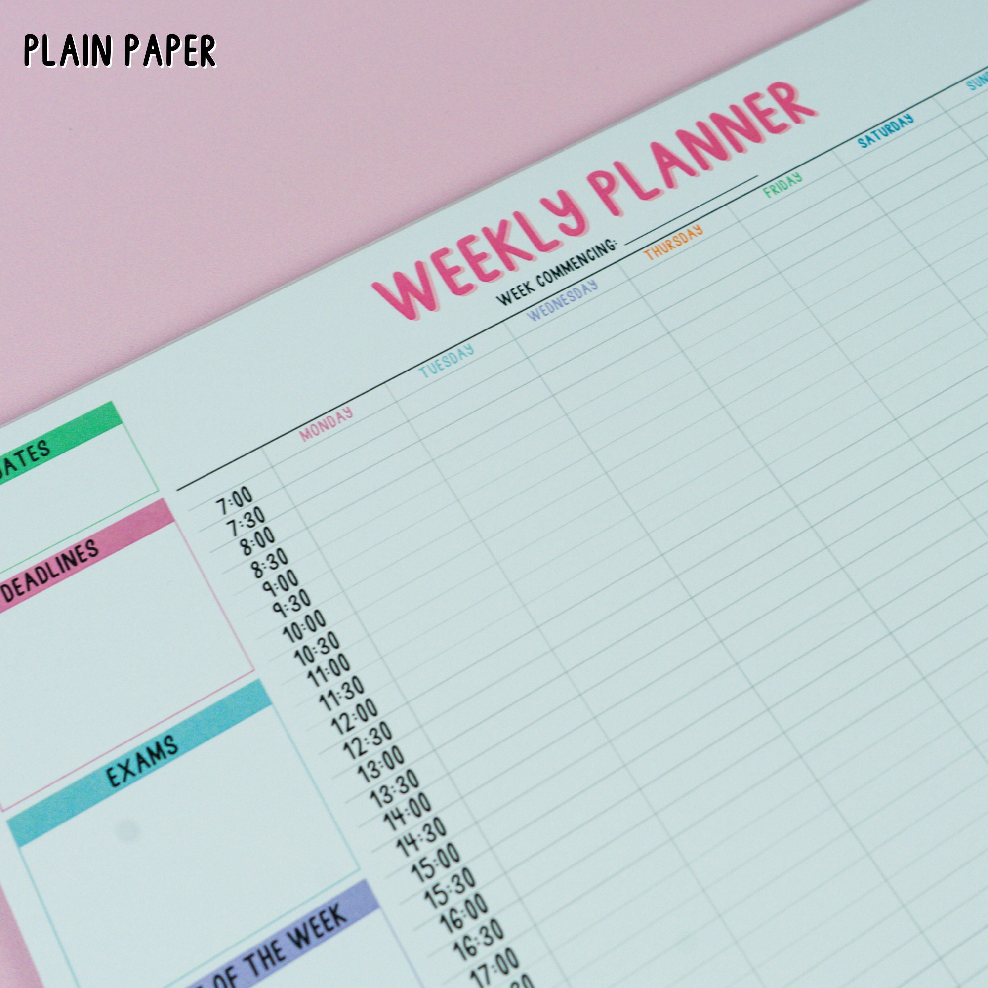 Weekly Planner Pad - A4, Colourful, Weekly Organisation, Notepad - Gift ...