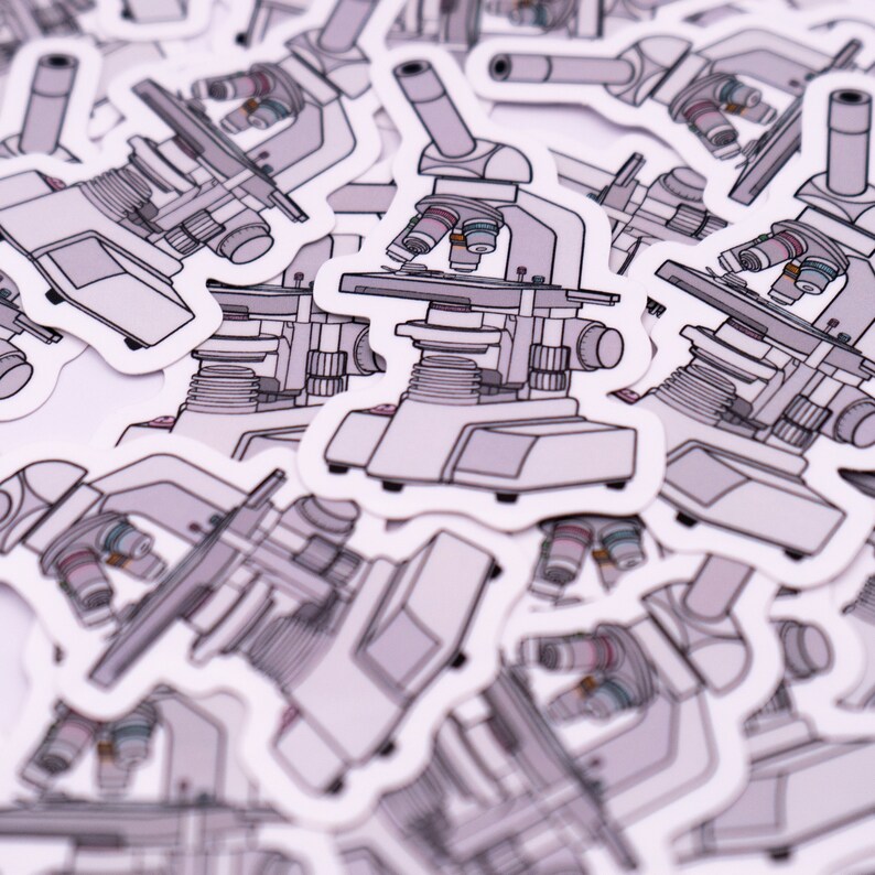 Microscopic Sticker Lab Microscope Waterproof Sticker - Lab Equipment, Gift for Chemist ...