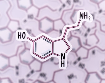 Serotonin Structure Waterproof Sticker - Psychology, Neurology, Gift for Psychologist, Sticker for Student, Laptop Sticker, Neurotransmitter