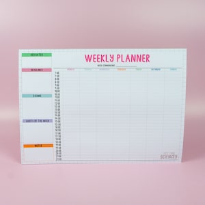 Weekly Planner Pad - A4, Colourful, Weekly Organisation, Notepad - Gift for Scientist, Gift for Student, Student Notepad, Tear-Off Pad