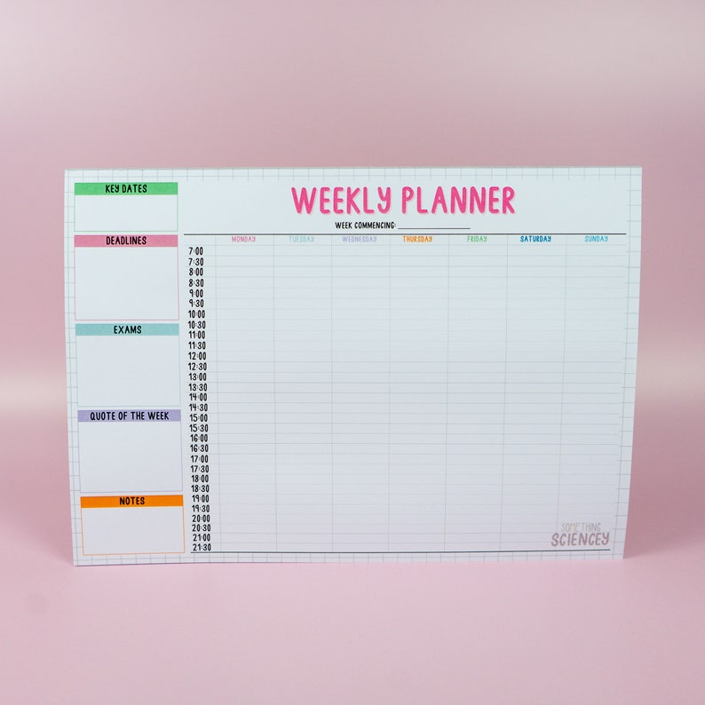 Weekly Planner Pad - A4, Colourful, Weekly Organisation, Notepad - Gift ...