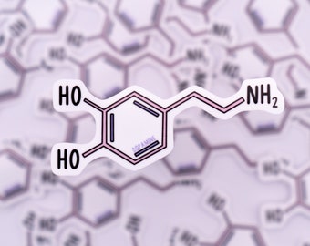 Dopamine Structure Waterproof Sticker - Psychology, Neurology, Gift for Psychologist, Sticker for Student, Laptop Sticker,Neurotransmitter