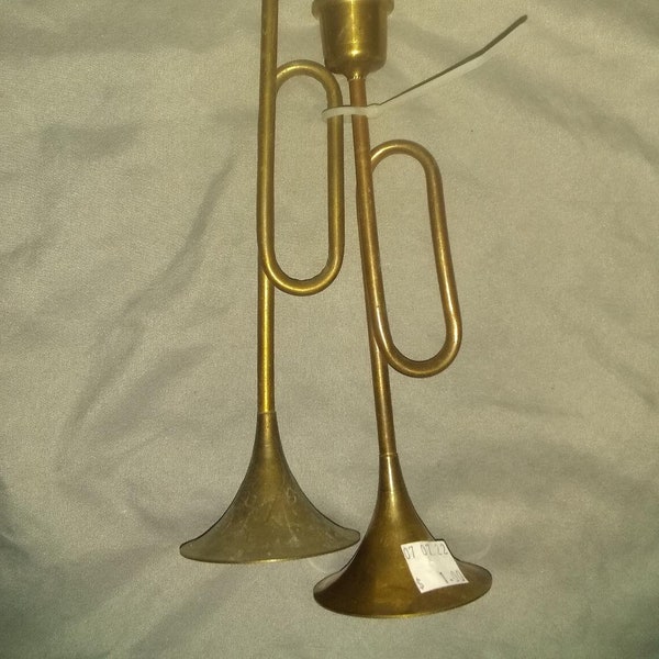 Brass Trumpet Candle Holders