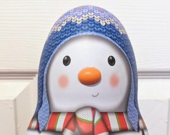 Snowman Shaped Roly Poly Empty Christmas Tin