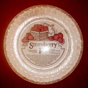 Strawberry Ceramic Pie Dish with Recipe by Royal China Jeannette