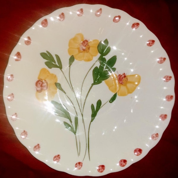 Blue Ridge Hand Painted Yellow Flower Small Plates by Southern Potteries