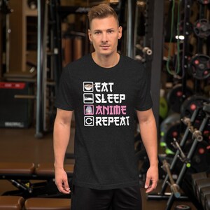 Eat Sleep Anime Repeat T-Shirt – Funny Unisex Otaku Tee, Anime Lover Gift Shirt, Weeb Life Graphic Tee, Japanese Cartoon Fanwear
