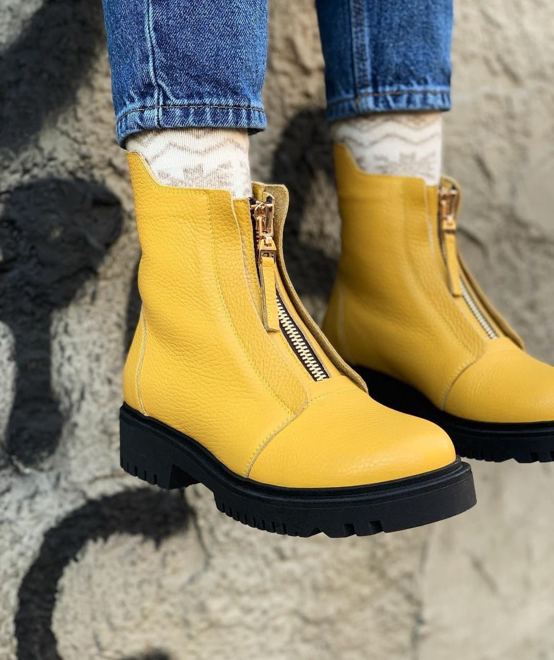 Faux Leather Yellow Casual Style Ankle Boots main image 0