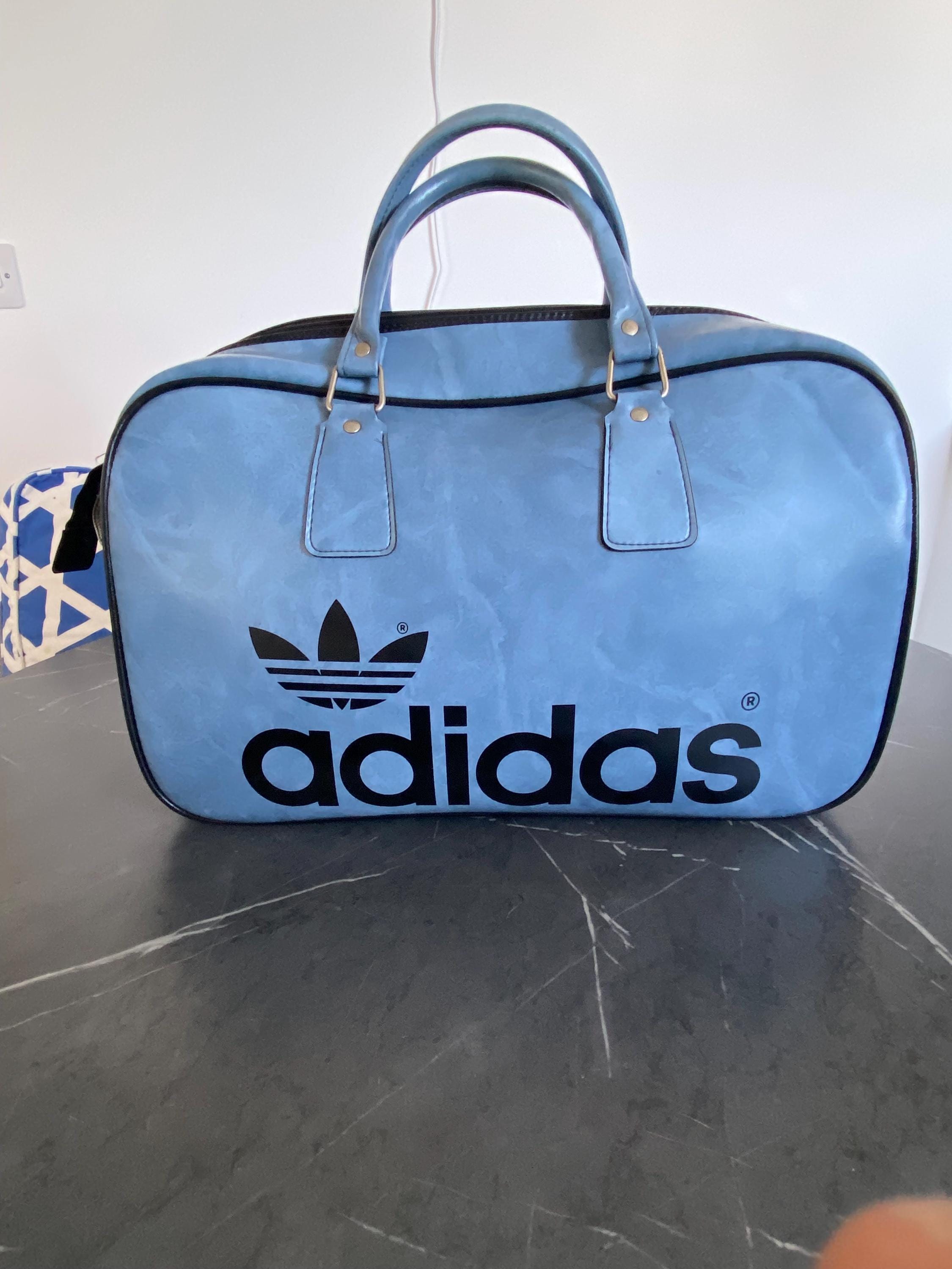 Vintage 1970 / 80s Large Peter Black Adidas Bag. Finished in Vintage 1970 / 80s Large Peter Black Adidas Bag. Finished in