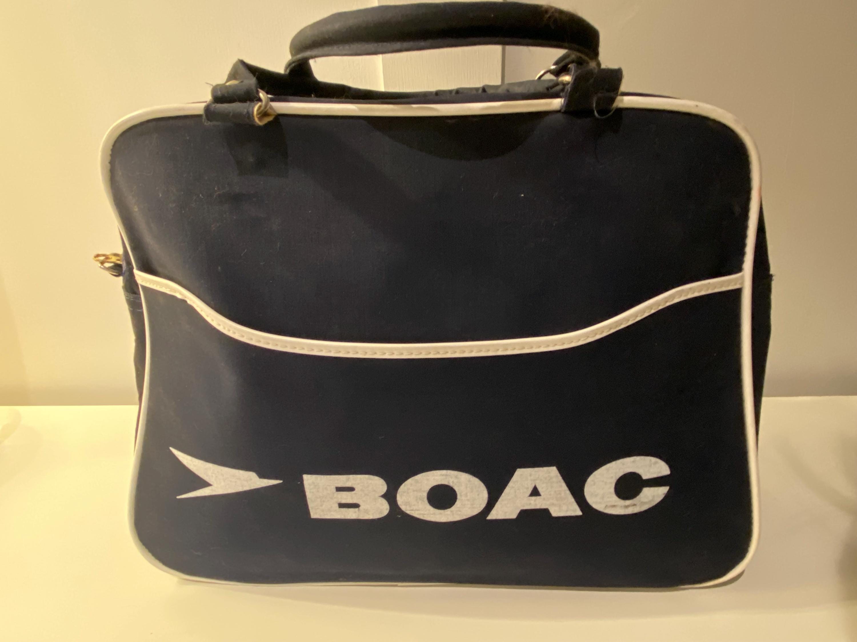 Boac 1960's Flight Bag. New Old Stock. Finished in Navy Blue With