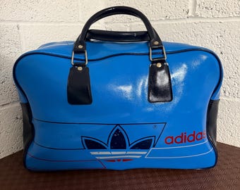 Adidas Bag, 1970's ,finished in Blue With White Logo . Peter Black