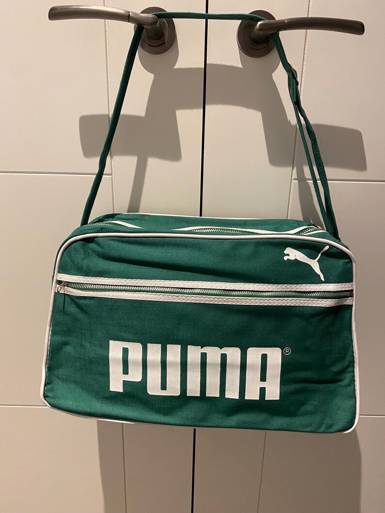 Vintage 1970’s  Puma Canvas Shoulder Bag , New Old Stock , Finished in Green with white logo.
