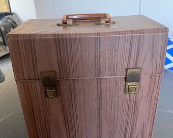 Vintage 1970’s 12” Record Case , finish in A wood look Vinyl