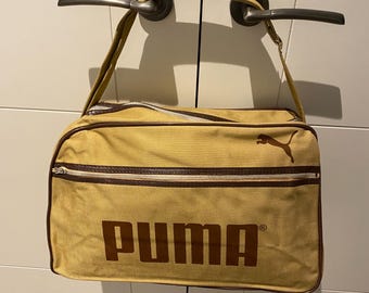Vintage 1970’s  Puma Canvas Shoulder Bag , New Old Stock , tan with brown logo.