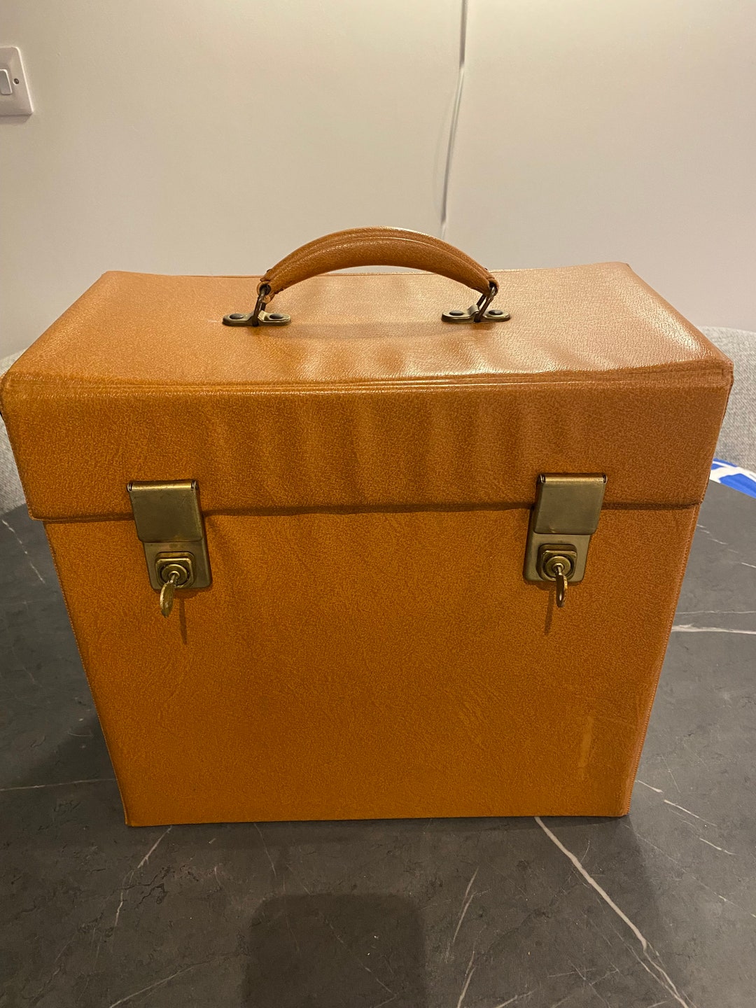 Vintage 1970s Record Storage / Carry Case Finished in Tan Etsy