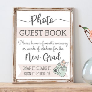 Grad party guest book - Graduation polaroid guest book - photo guest book - 8&quot;x10&quot; - 5&quot;x7&quot; PRINTABLE
