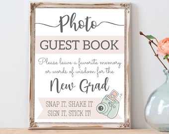 Grad party guest book - Graduation polaroid guest book - photo guest book - 8&quot;x10&quot; - 5&quot;x7&quot; PRINTABLE