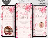 Pink invitation, birthday brunch invitation, animated invitation, brunch invitation, brunch invite, video invitation, text message invite