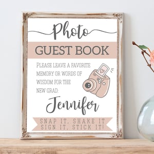 Grad party guest book - Graduation polaroid guest book - photo guest book - 8"x10" - 5"x7" PRINTABLE