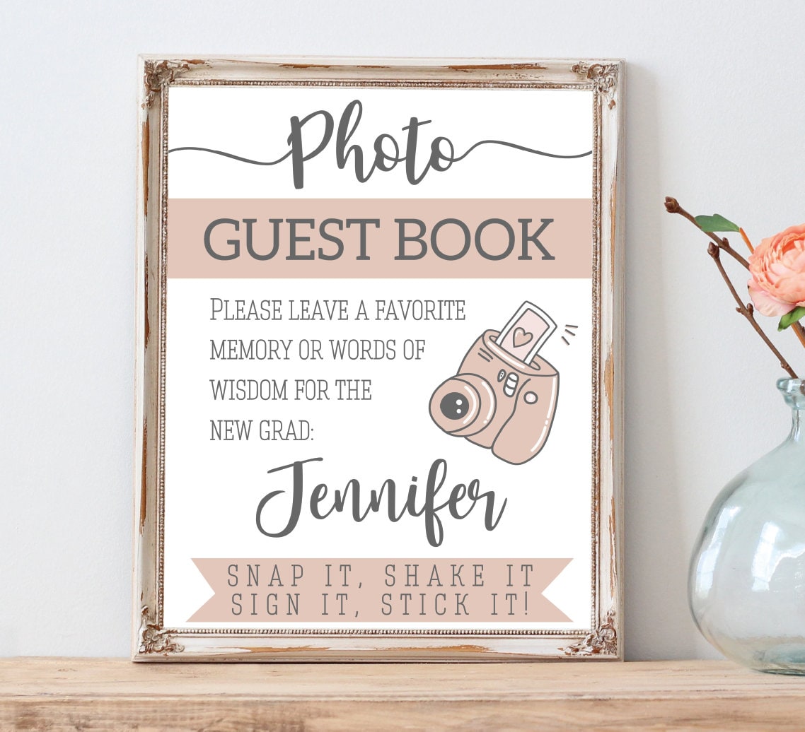 Grad party guest book - Graduation polaroid guest book - photo guest book - 8"x10" - 5"x7" PRINTABLE