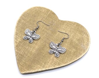 Butterfly earrings, Butterfly dangle earrings, Butterfly lover earrings, delicate earrings, flying insect earrings, Gift for butterfly fan