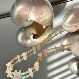 Ethiopian Welo Opal and Morganite Beaded Necklace