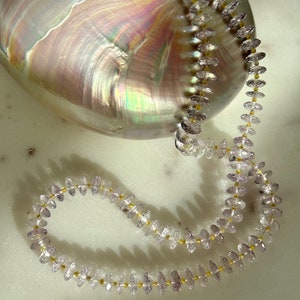 Pink Amethyst and Yellow Opal Beaded Necklace