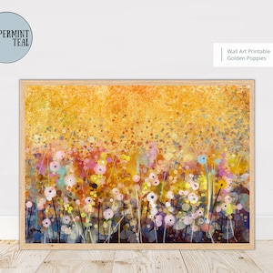 Abstract Painting of Poppies Digital Print, PDF Digital Files, Wall Art to Download, Wall Art for Office