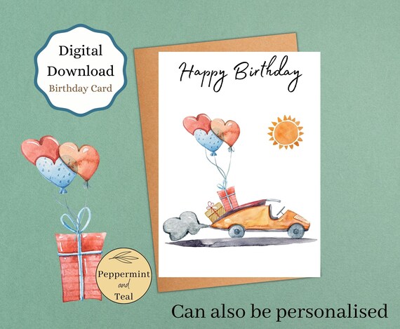 Printable Happy Birthday Greeting Card With 'happy | Etsy