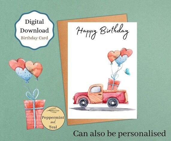 Printable Happy Birthday Greeting Card With 'happy | Etsy