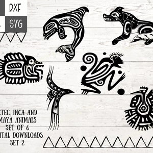 Inca Maya Aztec Animal SVG PNG: Tribal Art Graphics (Digital Download)
