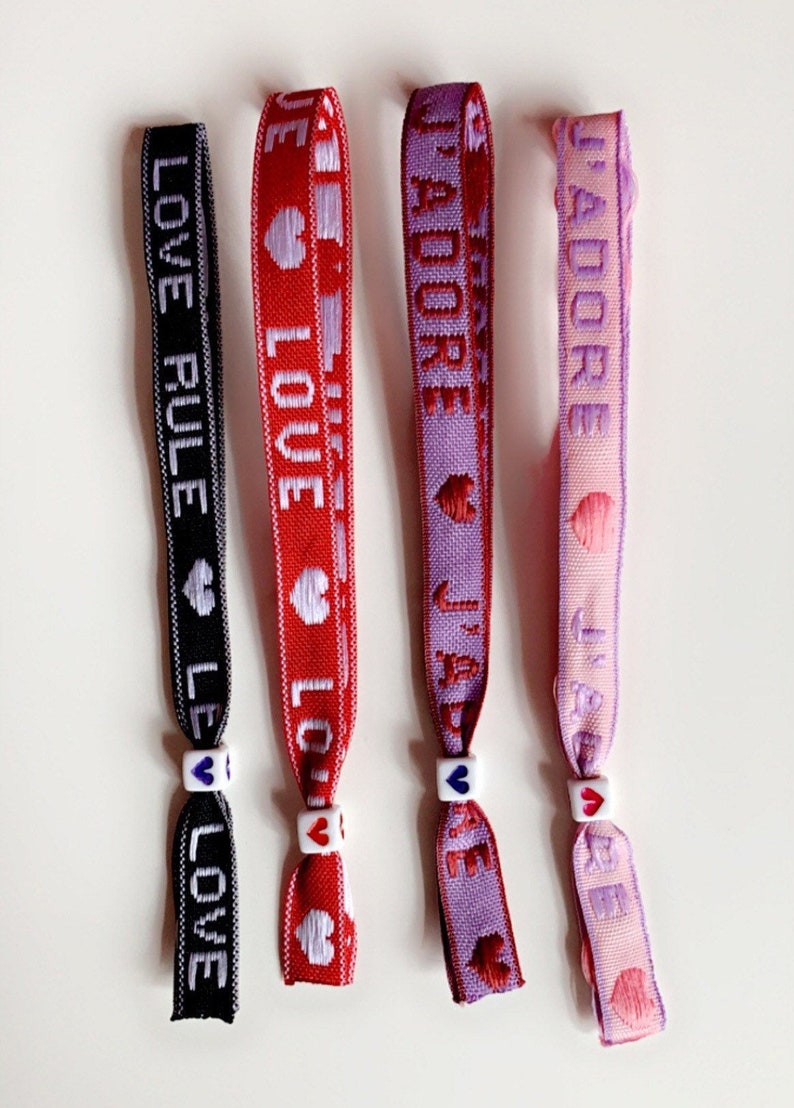 Cheerful Ribbon bracelets: j'adore, smiley, dream, love, let love rule, waves, arrows or hearts. image 4