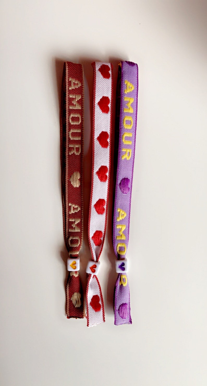 Cheerful Ribbon bracelets: j'adore, smiley, dream, love, let love rule, waves, arrows or hearts. image 6
