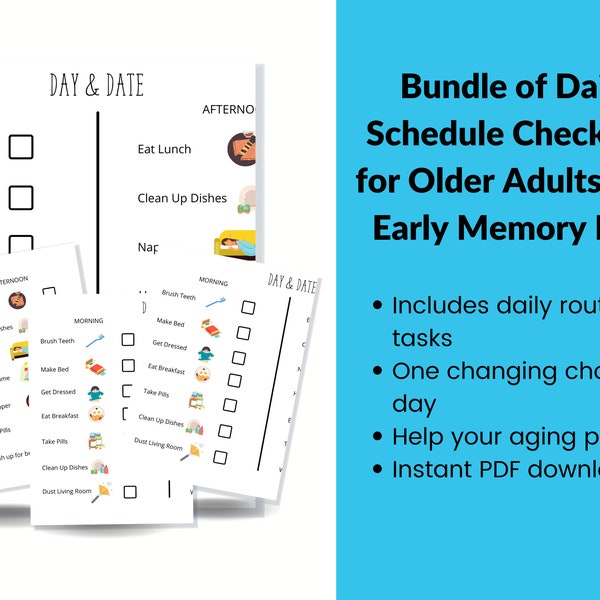 Daily Schedule Checklist for Early Memory Loss - Bundle of Downloads!