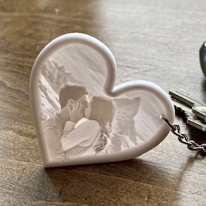 Lithophane Keychain Heart w/Custom Personalized Photo