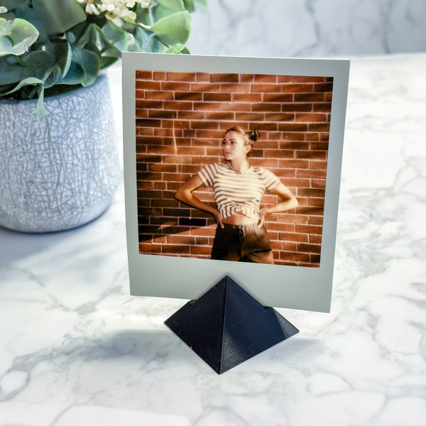Photo Display Stand Set (3) | Pyramid Picture Display For Polaroid & Prints | Great Wedding Gift Ideas