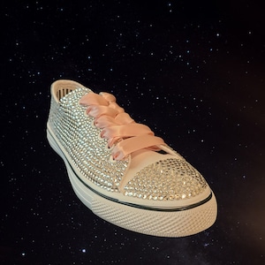 Bling sneakers, rhinestone shoes, bridal sneakers, wedding sneakers, ribbon shoes, pink shoes
