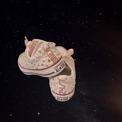Pearl shoes, bridal sneakers, shops wedding sneakers, ribbon shoes, rhinestone shoes, bling sneakers