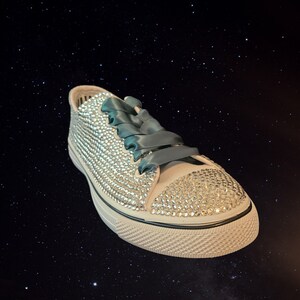 Bling sneakers, rhinestone shoes, bridal sneakers, wedding sneakers, ribbon shoes