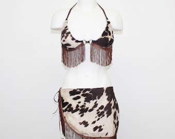 Savannah Cow Bikini Gift Set - Brown