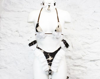 Delilah Cow Bikini Gift Set - Brown