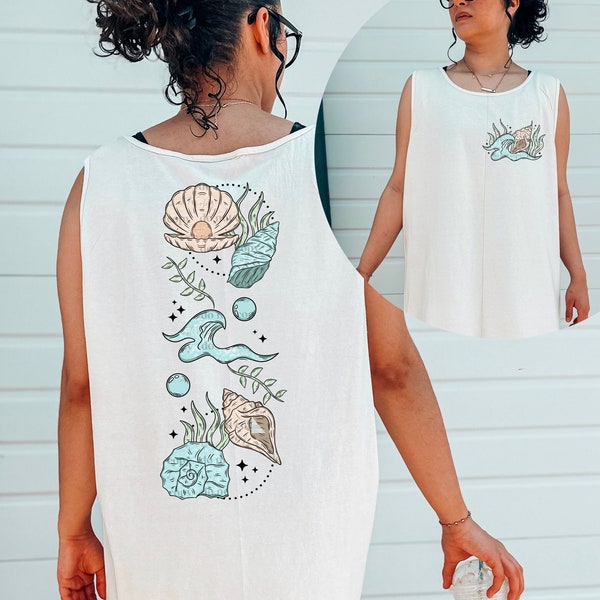 Beach Tank Top  Ocean Shirt  Seashell T-Shirt  Tropical Tank  Vacation Shirts  Summer Tank Top  Clothes For Women  Tops and Tees  Gift Ideas