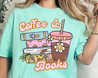 Coffee and Books Png Boho Book Club Png Retro Books Png Iced Coffee and Books Retro Reading Booktrovert Png Book Lover Digital Booktok Png