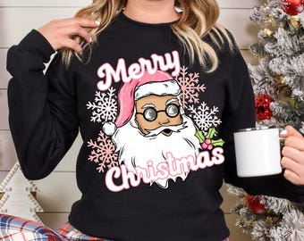 Merry Christmas PNG Pink Santa Christmas Preppy PNG Sublimation Design Retro Santa Girly Christmas PNG Glitzy Christmas Digital Download
