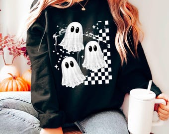 Ghost Shirt, Faux Lace Ghost Sweatshirt, Womens Halloween Shirt, Spooky Season T-Shirt, Grunge Ghost Shirt, Halloween Outfit