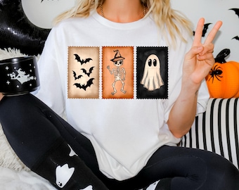 Halloween Stamp PNG Ghost Stamp PNG Halloween Digital Download Spooky Shirt Design Ghost and Bat Png Ghost Sublimation PNG