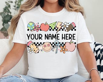 Personalized Teacher DTF Transfer Teacher Gift Ideas Teacher Ready To Press Transfer Back To School Shirt Transfer Teachers Name DTF