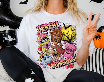 Cereal Monsters Shirt Vintage Halloween Sweatshirt Kids Halloween Shirt Spooky Season Halloween Tops and Tees Monsters Shirt