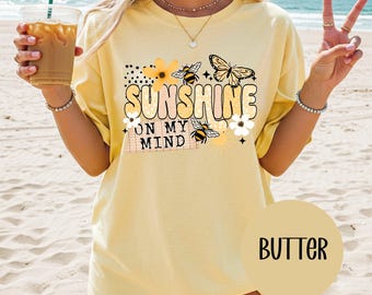Sunshine On My Mind T-Shirt Summer Comfort Colors Tee Summer Vacation Shirt Bumblebee T-Shirt Comfort Colors T-Shirt