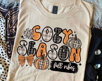 Cozy Season DTF Transfer Fall Vibes Ready to Press Transfers Autumn DTF Transfer Plaid Fall DTF Transfer Cozy Fall Transfer